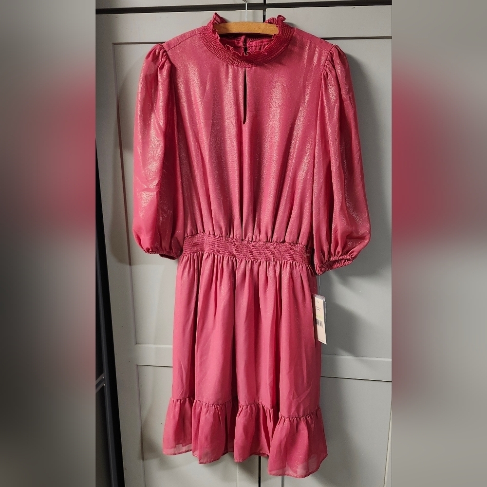 Nanette Lepore CARMINE pink sparkle mini dress Sz 4 - Picture 3 of 7